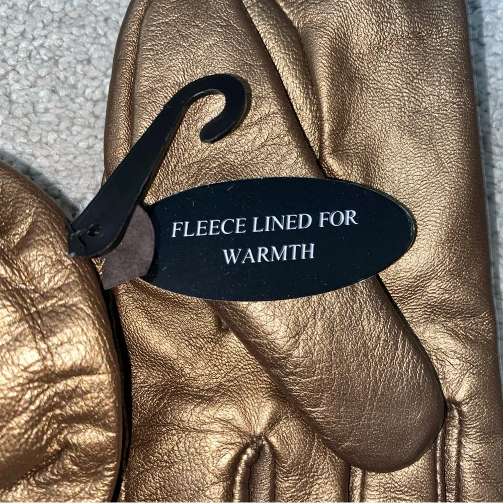 Excelled Bronze Leather Winter Fleece Lined Gloves‎ Women’s Small New